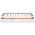 Twin Size Platform Storage Bed With 3 Drawers,White White Solid Wood