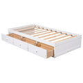Twin Size Platform Storage Bed With 3 Drawers,White White Solid Wood