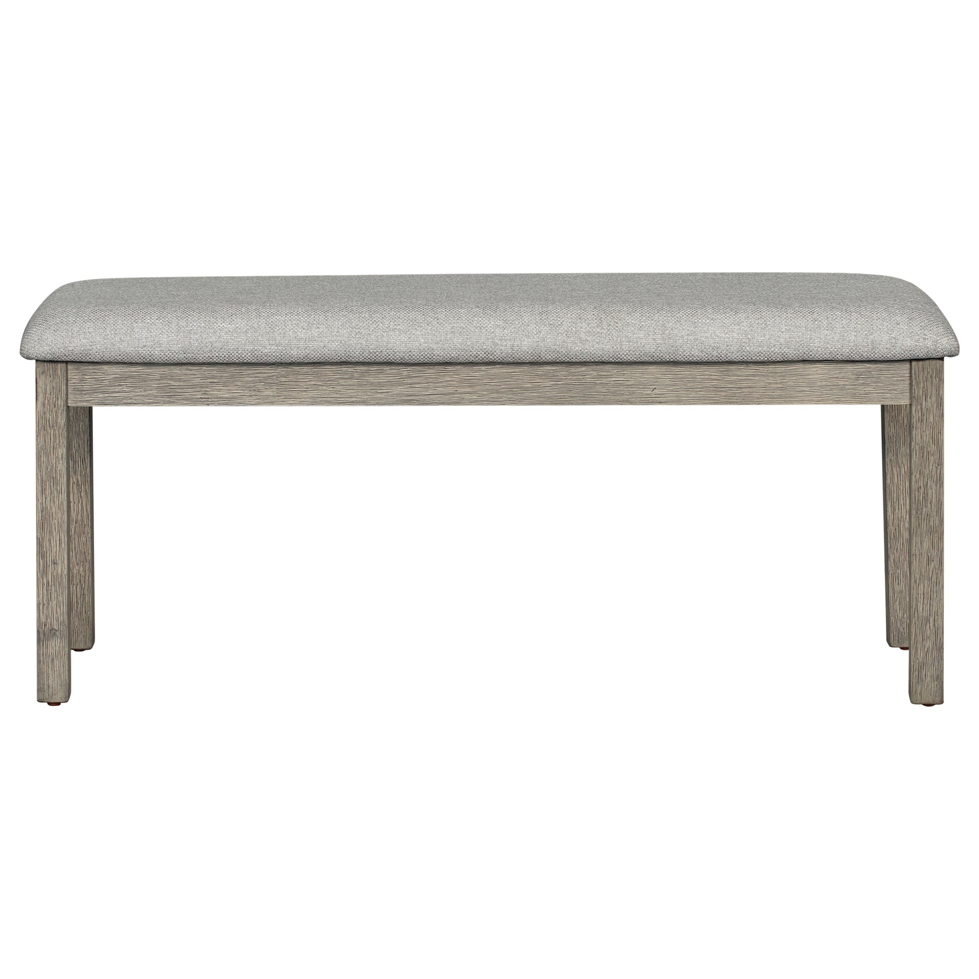 6 Piece Rubber Wood Dining Table Set With Beautiful Wood Grain Pattern Tabletop Solid Wood Veneer And Soft Cushion Gray Gray Solid Wood