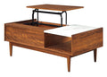 Modern Design 1Pc Lift Top Coffee Table With Faux Marble Top Home Furniture Brown Mix Solid Wood