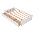Twin Size Platform Storage Bed With 3 Drawers,White White Solid Wood