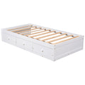 Twin Size Platform Storage Bed With 3 Drawers,White White Solid Wood