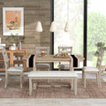 6 Piece Rubber Wood Dining Table Set With Beautiful Wood Grain Pattern Tabletop Solid Wood Veneer And Soft Cushion Natural Wood Wash Natural Wood Wash Solid Wood