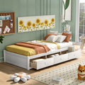 Twin Size Platform Storage Bed With 3 Drawers,White White Solid Wood