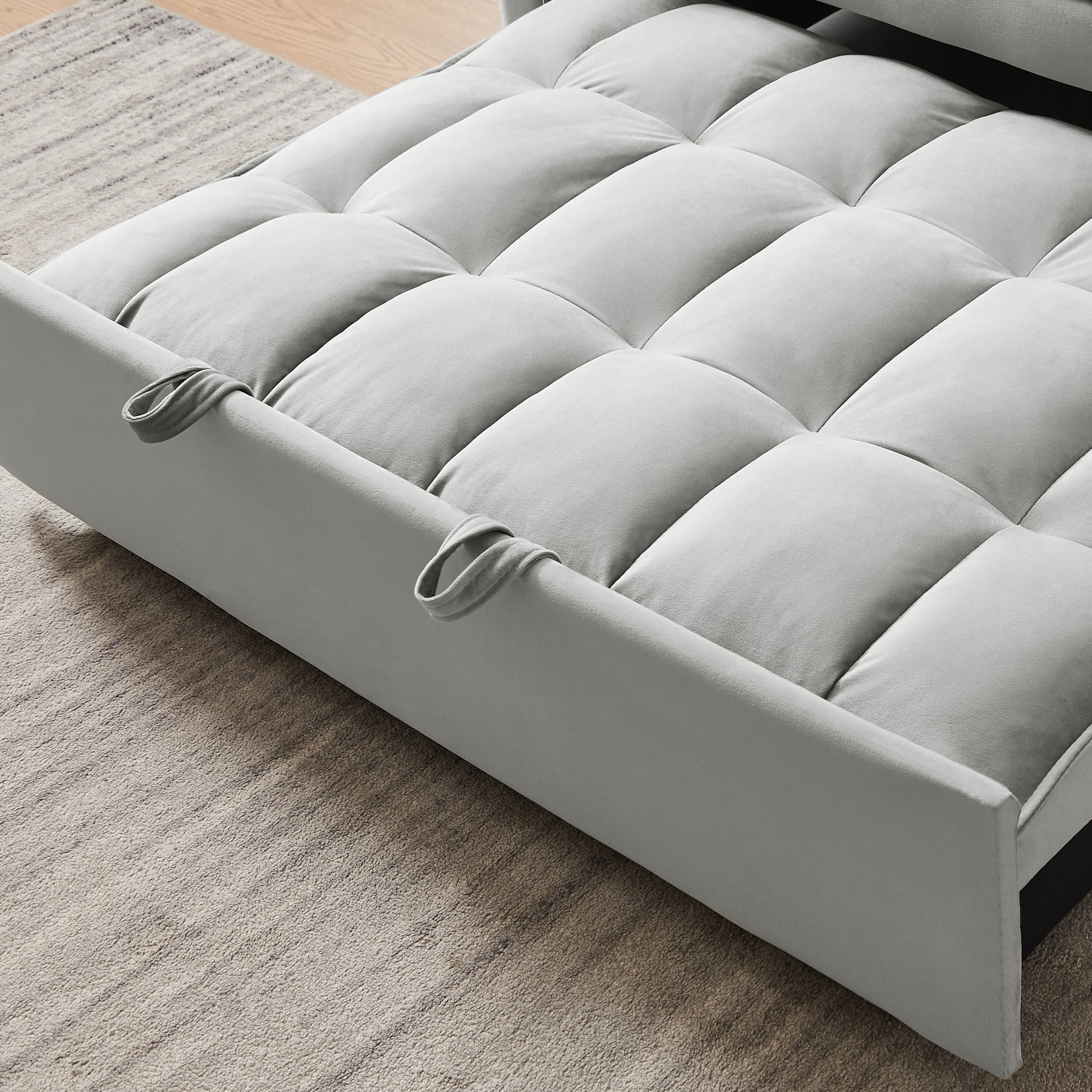 Modern Velvet Loveseat Futon Sofa Couch W Pullout Bed,Small Beautiful Seat Lounge Sofa W Reclining Backrest,Toss Pillows, Pockets,Furniture For Living Room,3 In 1 Convertible Sleeper Sofa Bed, Gray Gray Velvet 2 Seat