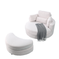 Video Welike Swivel Accent Barrel Modern Sofa Lounge Club Big Round Chair With Storage Ottoman Linen Fabric For Living Room Hotel With Pillows,Teddy White Ivory Ivory Foam Fabric 1 Seat