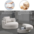 Video Welike Swivel Accent Barrel Modern Sofa Lounge Club Big Round Chair With Storage Ottoman Linen Fabric For Living Room Hotel With Pillows Beige Foam Fabric