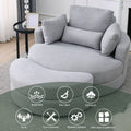 Video Welike Swivel Accent Barrel Modern Grey Sofa Lounge Club Big Round Chair With Storage Ottoman Linen Fabric For Living Room Hotel With Pillows Light Grey Foam Fabric