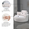 Video Welike Swivel Accent Barrel Modern Sofa Lounge Club Big Round Chair With Storage Ottoman Linen Fabric For Living Room Hotel With Pillows,Teddy White Ivory Ivory Foam Fabric 1 Seat