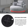 Video Welike Swivel Accent Barrel Modern Grey Sofa Lounge Club Big Round Chair With Storage Ottoman Linen Fabric For Living Room Hotel With Pillows Light Grey Foam Fabric