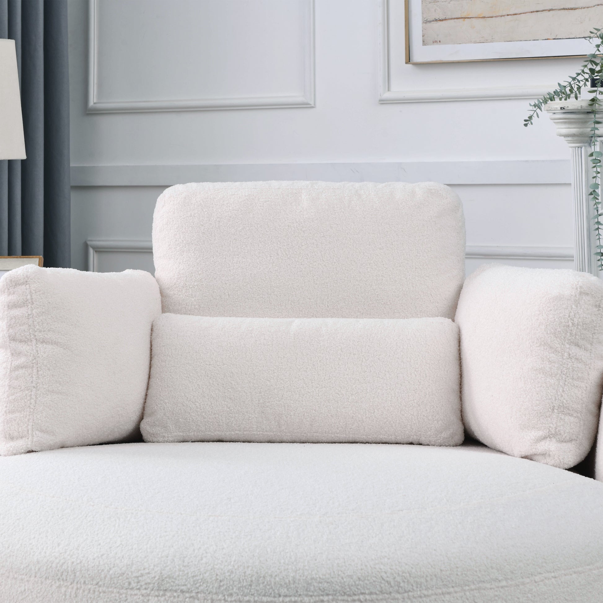 Video Welike Swivel Accent Barrel Modern Sofa Lounge Club Big Round Chair With Storage Ottoman Linen Fabric For Living Room Hotel With Pillows,Teddy White Ivory Ivory Foam Fabric 1 Seat