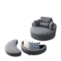 Video Welike Swivel Accent Barrel Modern Dark Grey Sofa Lounge Club Big Round Chair With Storage Ottoman Linen Fabric For Living Room Hotel With Pillows,2Pcs. Dark Grey Foam Fabric
