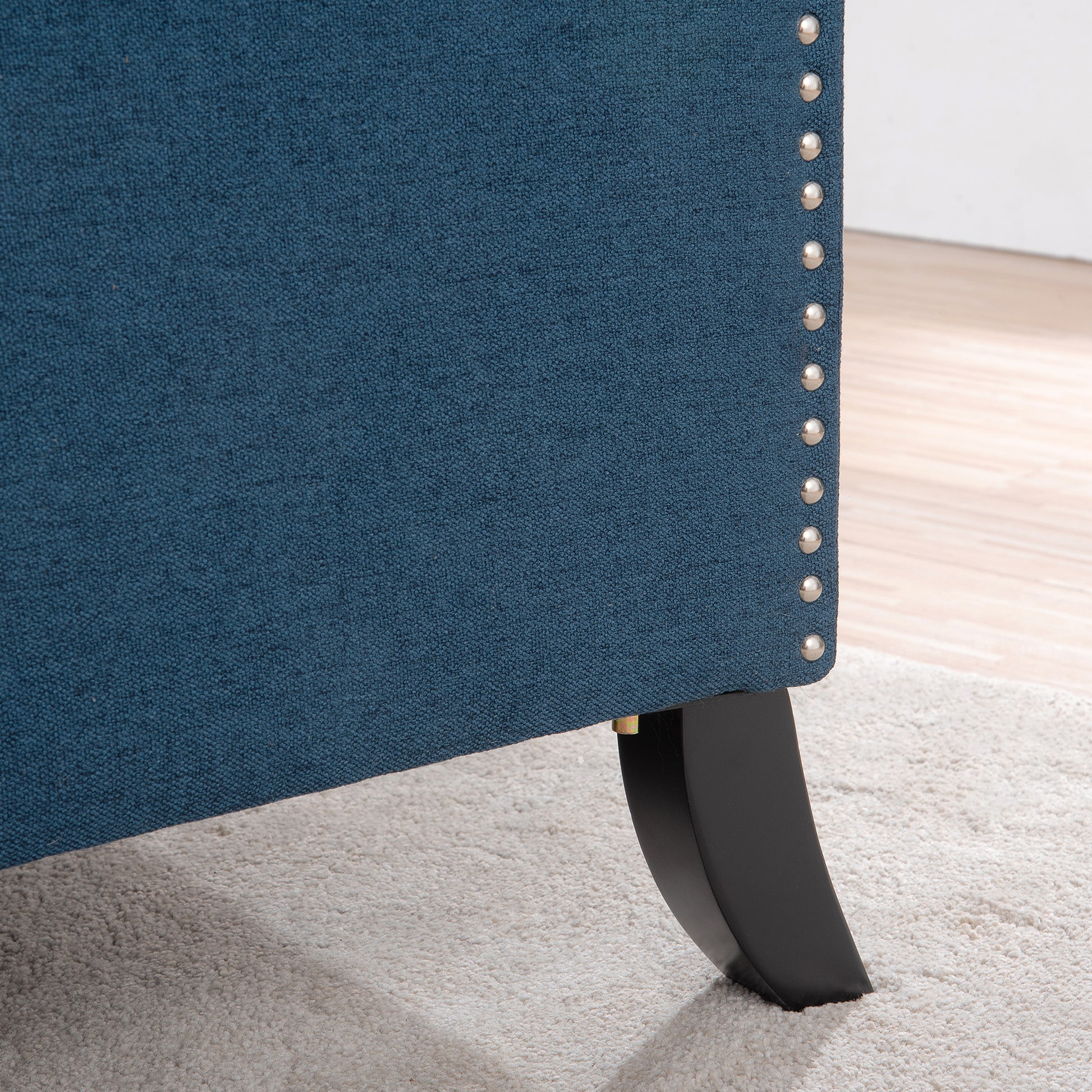 27.16" Wide Manual Wing Chair Recliner Blue Polyester