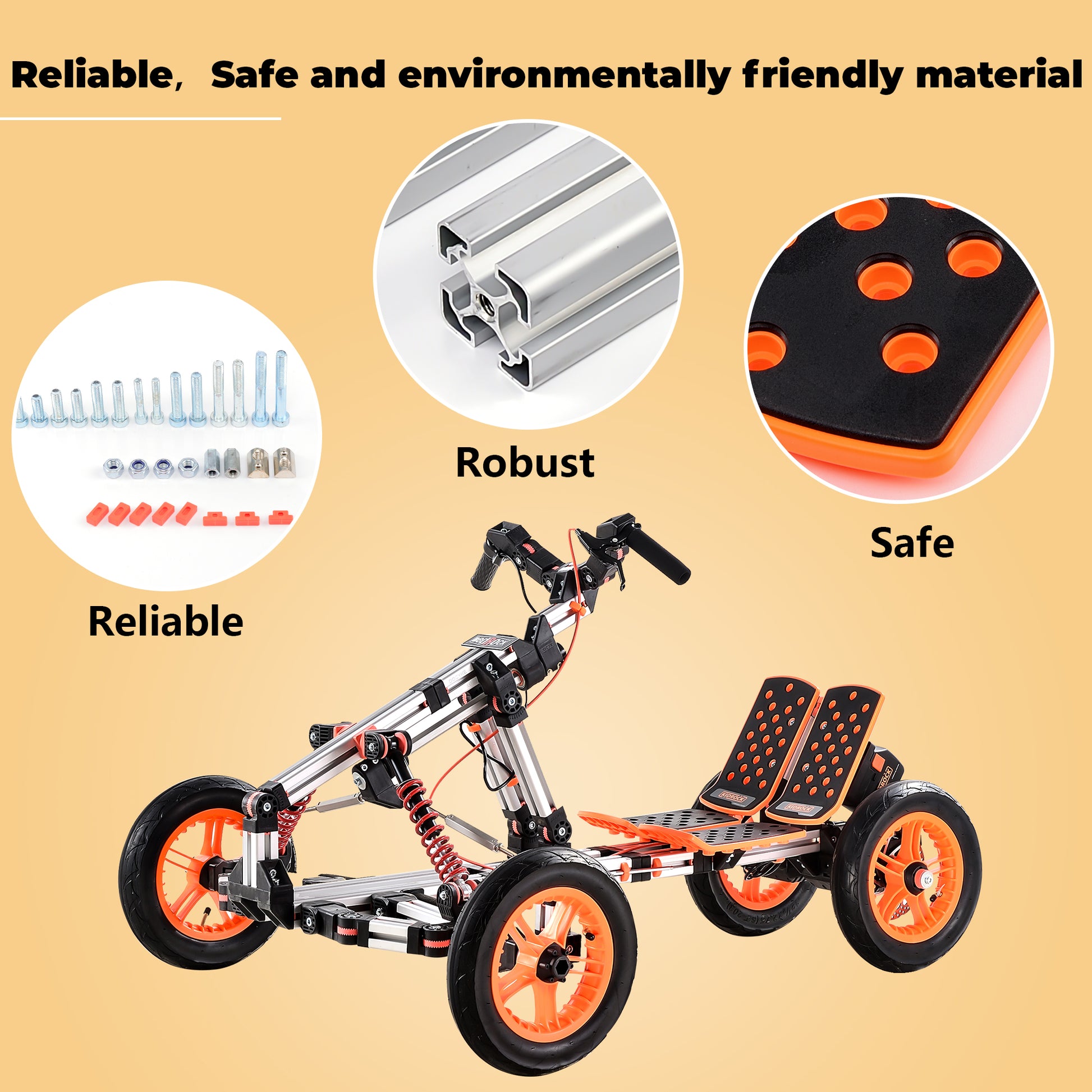 Modular Design High Strength Material Electric Innovation Kart, More Than 20 Kinds Of Assembly Methods, Suitable For Outdoor Sports, Parent Child Interaction Silver Aluminum