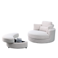 Video Welike Swivel Accent Barrel Modern Sofa Lounge Club Big Round Chair With Storage Ottoman Linen Fabric For Living Room Hotel With Pillows,Teddy White Ivory Ivory Foam Fabric 1 Seat
