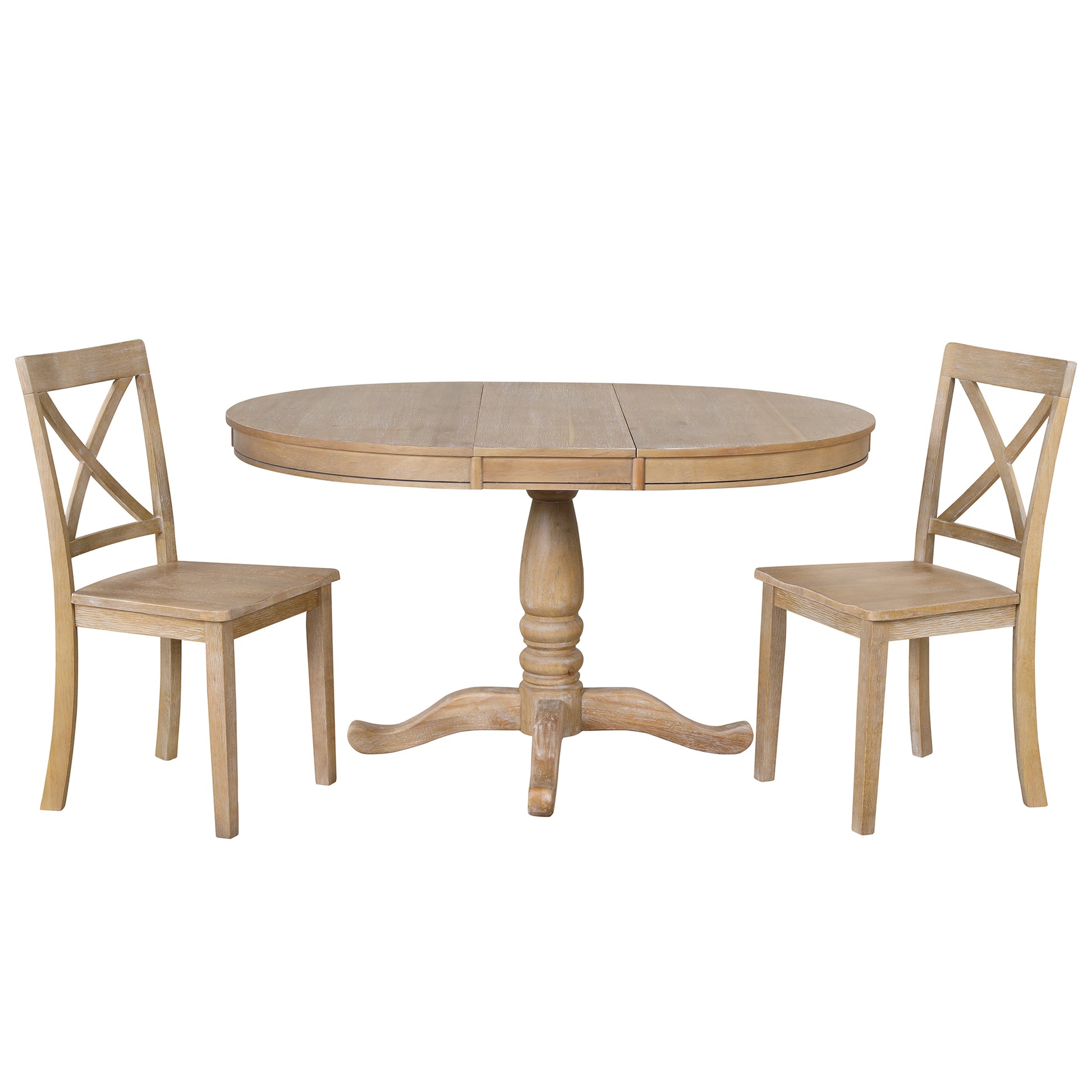 Modern Dining Table Set For 4,Round Table And 4 Kitchen Room Chairs,5 Piece Kitchen Table Set For Dining Room,Dinette,Breakfast Nook,Natural Wood Wash Natural Wood Wash Mdf Solid Wood Mdf