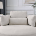 Video Welike Swivel Accent Barrel Modern Sofa Lounge Club Big Round Chair With Storage Ottoman Linen Fabric For Living Room Hotel With Pillows Beige Foam Fabric