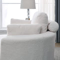 Video Welike Swivel Accent Barrel Modern Sofa Lounge Club Big Round Chair With Storage Ottoman Linen Fabric For Living Room Hotel With Pillows,Teddy White Ivory Ivory Foam Fabric 1 Seat