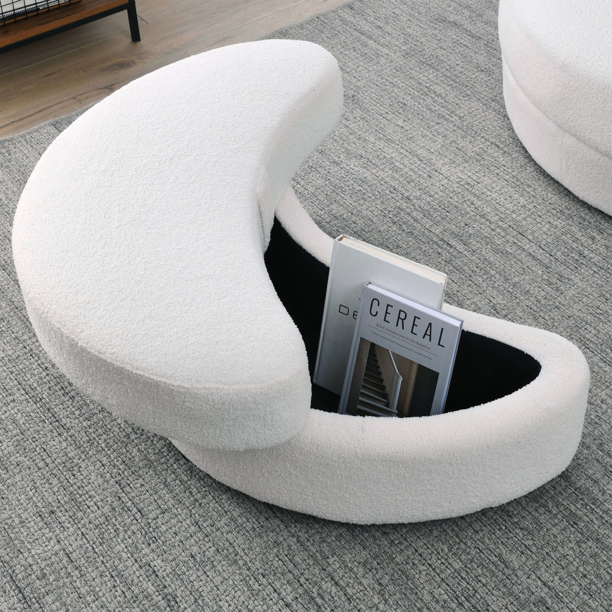 Video Welike Swivel Accent Barrel Modern Sofa Lounge Club Big Round Chair With Storage Ottoman Linen Fabric For Living Room Hotel With Pillows,Teddy White Ivory Ivory Foam Fabric 1 Seat