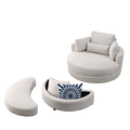 Video Welike Swivel Accent Barrel Modern Sofa Lounge Club Big Round Chair With Storage Ottoman Linen Fabric For Living Room Hotel With Pillows Beige Foam Fabric
