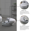 Video Welike Swivel Accent Barrel Modern Grey Sofa Lounge Club Big Round Chair With Storage Ottoman Linen Fabric For Living Room Hotel With Pillows Light Grey Foam Fabric
