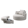 Video Welike Swivel Accent Barrel Modern Sofa Lounge Club Big Round Chair With Storage Ottoman Linen Fabric For Living Room Hotel With Pillows Beige Foam Fabric
