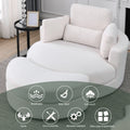 Video Welike Swivel Accent Barrel Modern Sofa Lounge Club Big Round Chair With Storage Ottoman Linen Fabric For Living Room Hotel With Pillows,Teddy White Ivory Ivory Foam Fabric 1 Seat