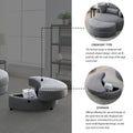Video Welike Swivel Accent Barrel Modern Dark Grey Sofa Lounge Club Big Round Chair With Storage Ottoman Linen Fabric For Living Room Hotel With Pillows Dark Grey Foam Fabric