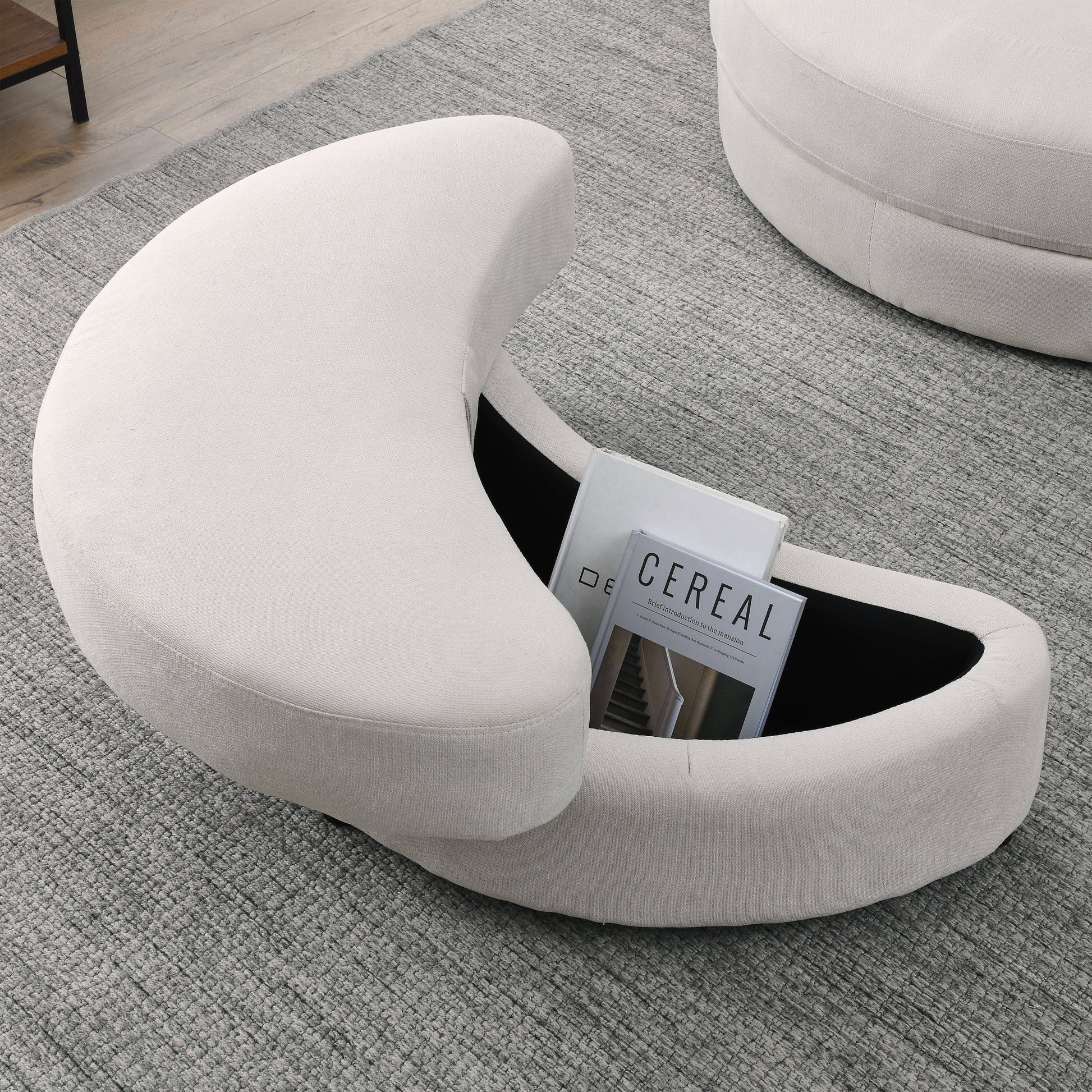 Video Welike Swivel Accent Barrel Modern Sofa Lounge Club Big Round Chair With Storage Ottoman Linen Fabric For Living Room Hotel With Pillows Beige Foam Fabric