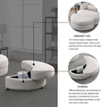Video Welike Swivel Accent Barrel Modern Sofa Lounge Club Big Round Chair With Storage Ottoman Linen Fabric For Living Room Hotel With Pillows Beige Foam Fabric