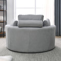 Video Welike Swivel Accent Barrel Modern Grey Sofa Lounge Club Big Round Chair With Storage Ottoman Linen Fabric For Living Room Hotel With Pillows Light Grey Foam Fabric