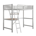 Twin Size Loft Metal&Mdf Bed With Desk And Shelf, Silver Old Sku:Sm001105Aan 1 Twin Silver Metal