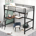 Twin Size Loft Metal&Mdf Bed With Desk And Shelf, Black Old Sku:Sm001105Aab 1 Twin Black Metal