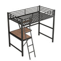 Twin Size Loft Metal&Mdf Bed With Desk And Shelf, Black Old Sku:Sm001105Aab 1 Twin Black Metal