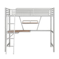 Twin Size Loft Metal&Mdf Bed With Desk And Shelf, Silver Old Sku:Sm001105Aan 1 Twin Silver Metal