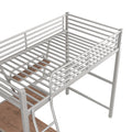 Twin Size Loft Metal&Mdf Bed With Desk And Shelf, Silver Old Sku:Sm001105Aan 1 Twin Silver Metal