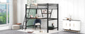 Twin Size Loft Metal&Mdf Bed With Desk And Shelf, Black Old Sku:Sm001105Aab 1 Twin Black Metal