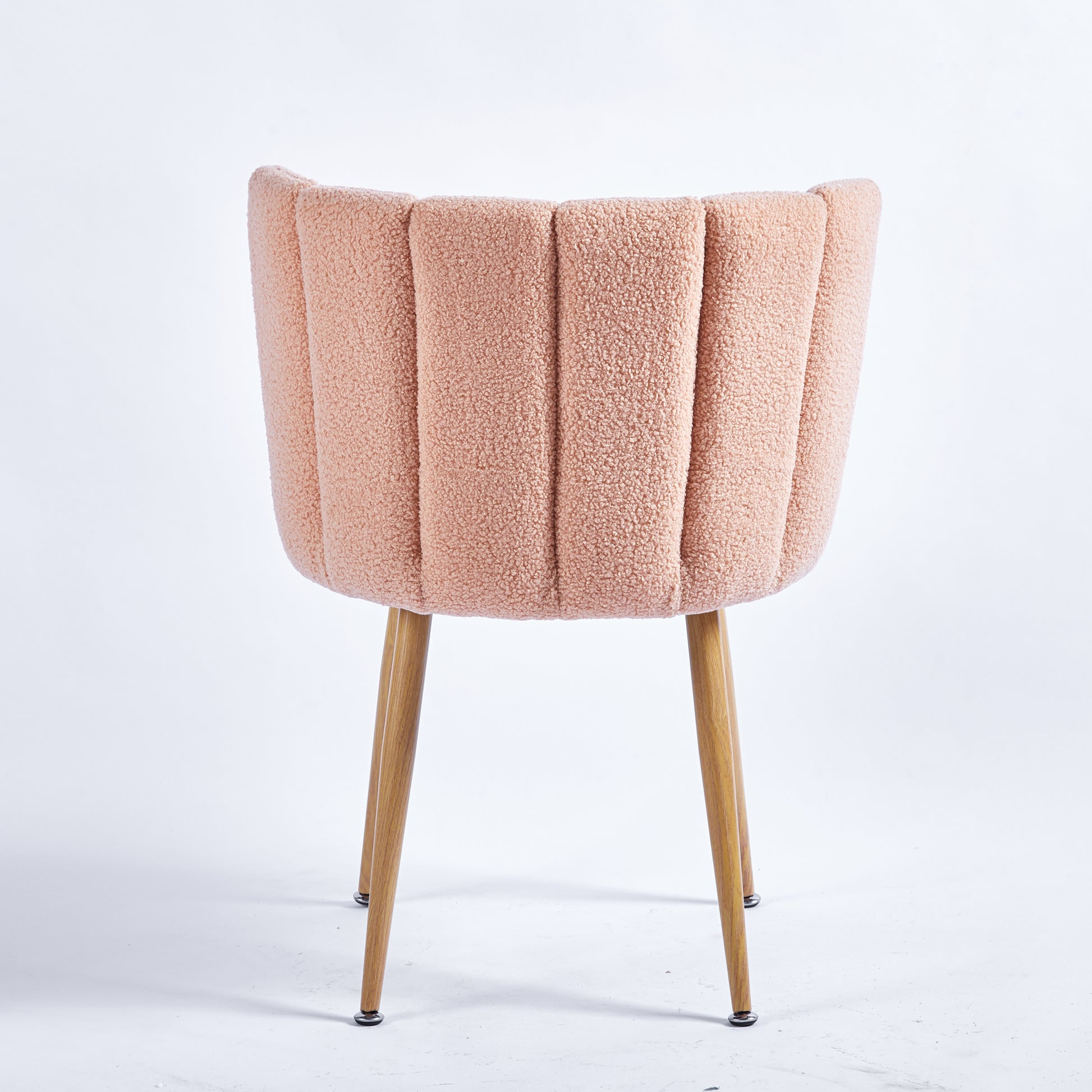 Modern Beige Dining Chair Set Of 2 With Iron Tube Wood Color Legs, Shorthair Cushions And Comfortable Backrest, Suitable For Dining Room, Living Room, Cafe, Simple Structure. Light Beige Fabric