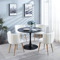 1 4,5Pieces Table And Chair,Black And White Dining Sets,Kitchen Sets,Coffee Sets,Mdf Table And Fabric Chair White Metal