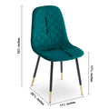 Dark Green Velvet Tufted Accent Chairs With Golden Color Metal Legs, Modern Dining Chairs For Living Room,Set Of 4 Metal Plaid Dark Green Dining Room Powder Coated Foam Dry Clean Modern Dining Chairs Solid Back Foam Velvet