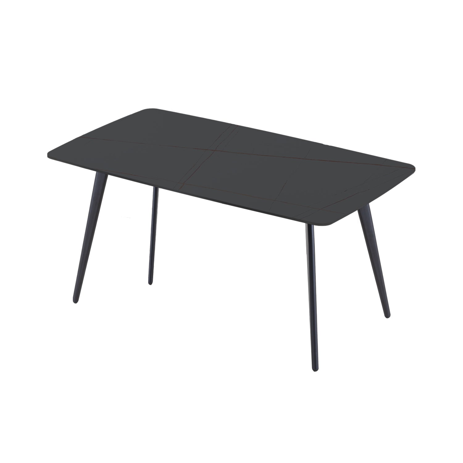 Update Package Sintered Stone Dining Table Thickness Of 12Mm Porcelain 70.86'' Black Black Foam Metal