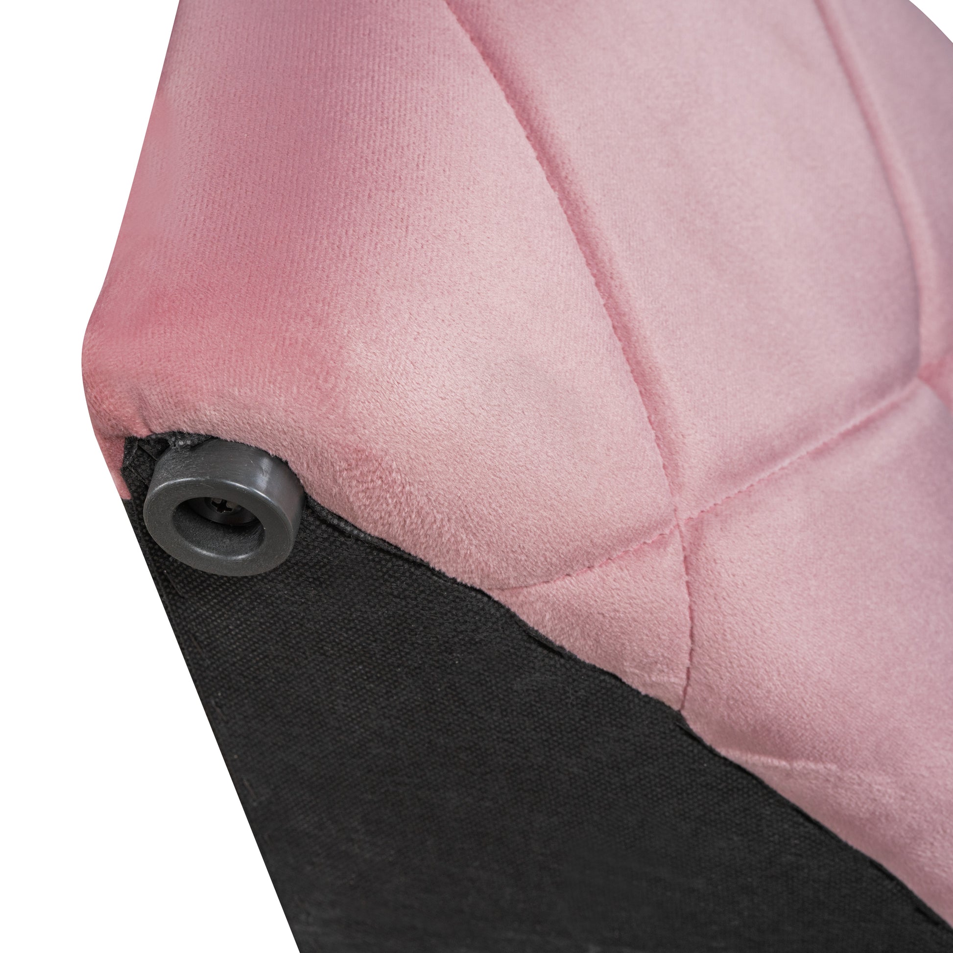 Upholstered Platform Bed Queen Size Storage Velvet Bed With Wingback Headboard And 1 Big Drawer,2 Side Storage Stool Pink Pink Upholstered