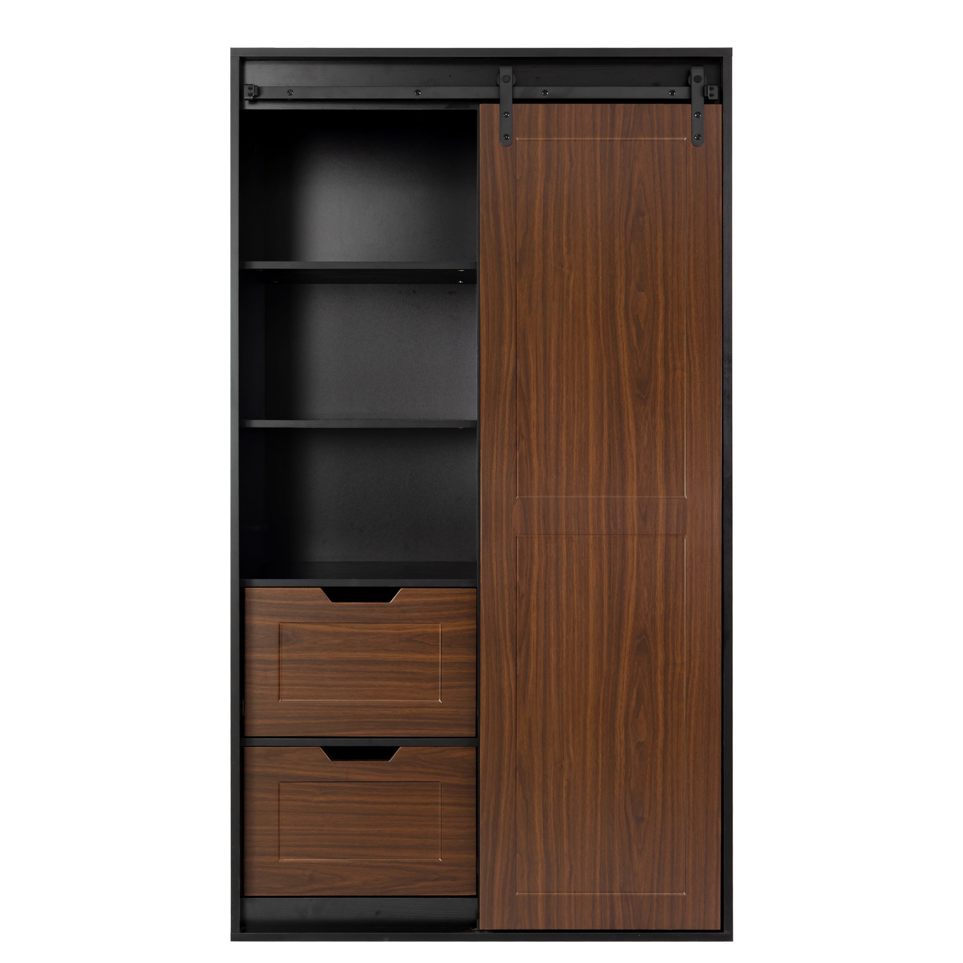71 Inch Closets,Large Closetslaundry Cabinets,Plastic Suction Process,Farmslide Barndoors,Saveopenspace,Brand Hardware,Silent Slide,Can Be Used For The Bedroom,Cloakroom,Livingroom,Color:Black Brown 5 Or More Spaces Black Brown Brown Drawers Included
