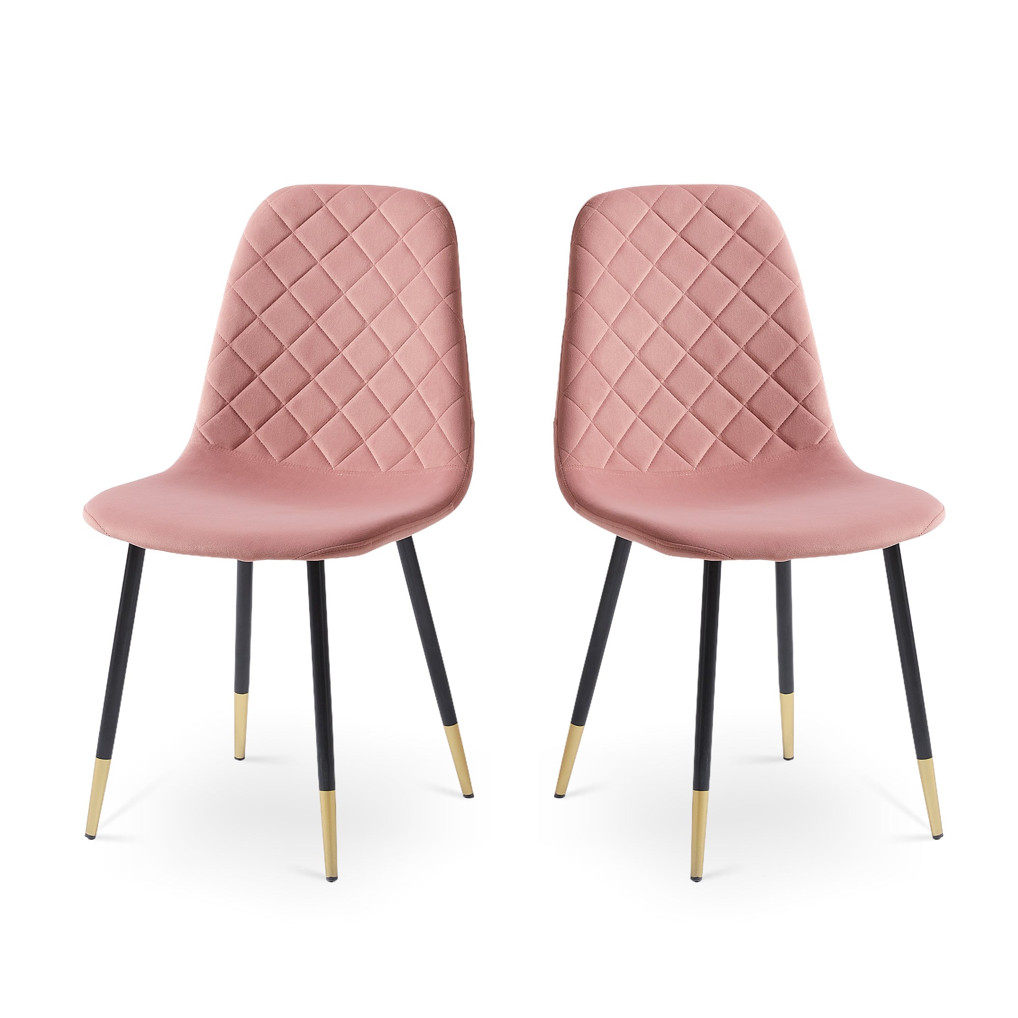 Pink Velvet Tufted Accent Chairs With Golden Color Metal Legs, Modern Dining Chairs For Living Room,Set Of 2 Metal Plaid Pink Dining Room Powder Coated Foam Dry Clean Modern Dining Chairs Solid Back Foam Velvet