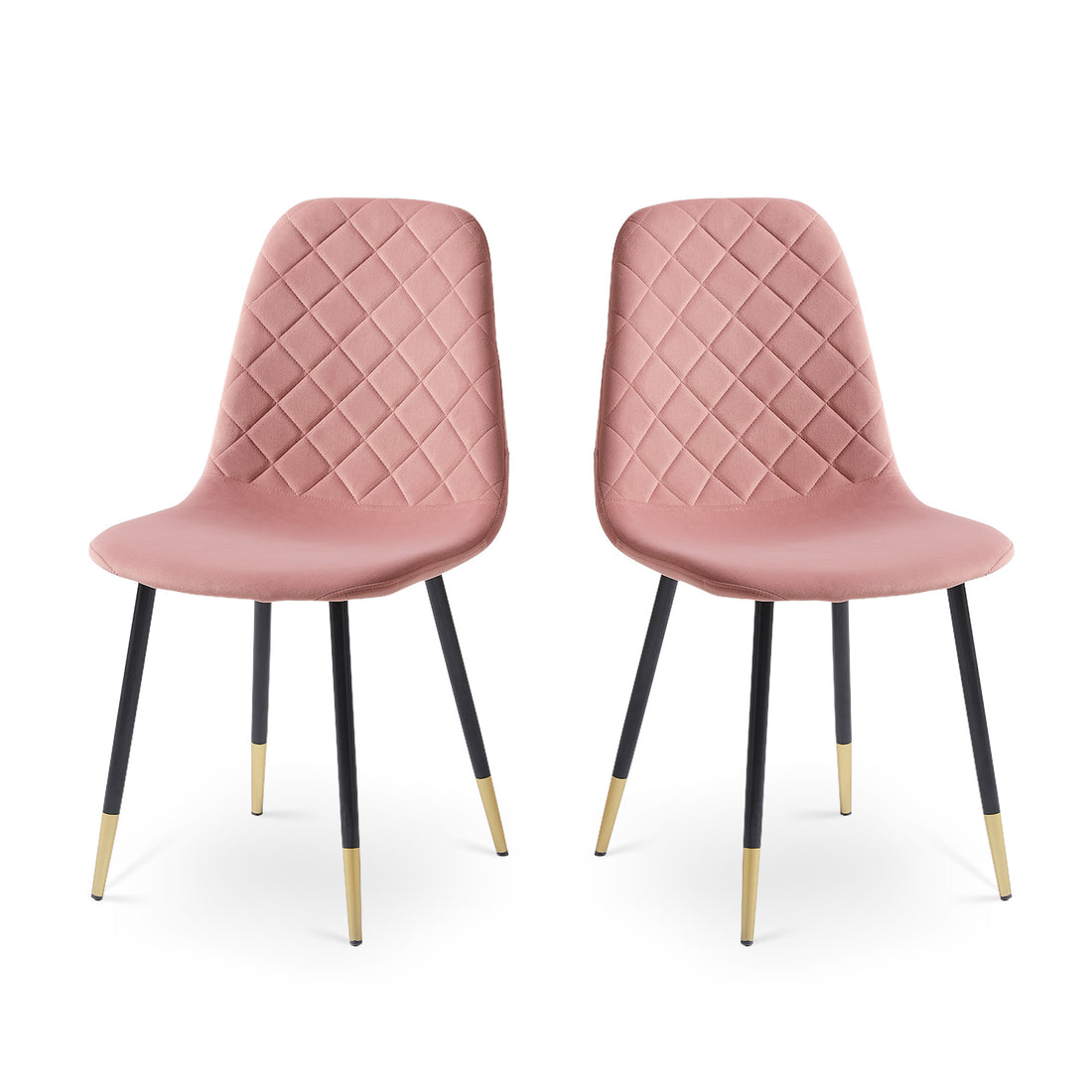 Pink Velvet Tufted Accent Chairs With Golden Color Metal Legs, Modern Dining Chairs For Living Room,Set Of 2 Metal Plaid Pink Dining Room Powder Coated Foam Dry Clean Modern Dining Chairs Solid Back Foam Velvet