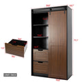 71 Inch Closets,Large Closetslaundry Cabinets,Plastic Suction Process,Farmslide Barndoors,Saveopenspace,Brand Hardware,Silent Slide,Can Be Used For The Bedroom,Cloakroom,Livingroom,Color:Black Brown 5 Or More Spaces Black Brown Brown Drawers Included