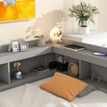 Twin Bed With L Shaped Bookcases,Drawers,Grey Twin Gray Pine