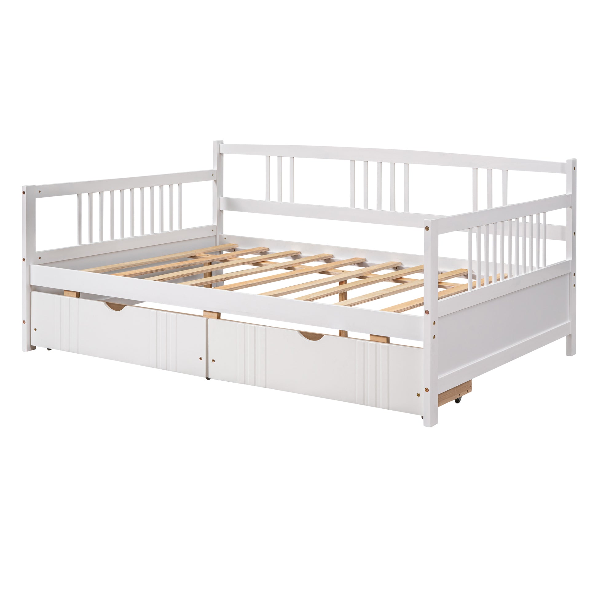 Full Size Daybed Wood Bed With Two Drawers,White Old Sku:Lp000058Aak White Solid Wood