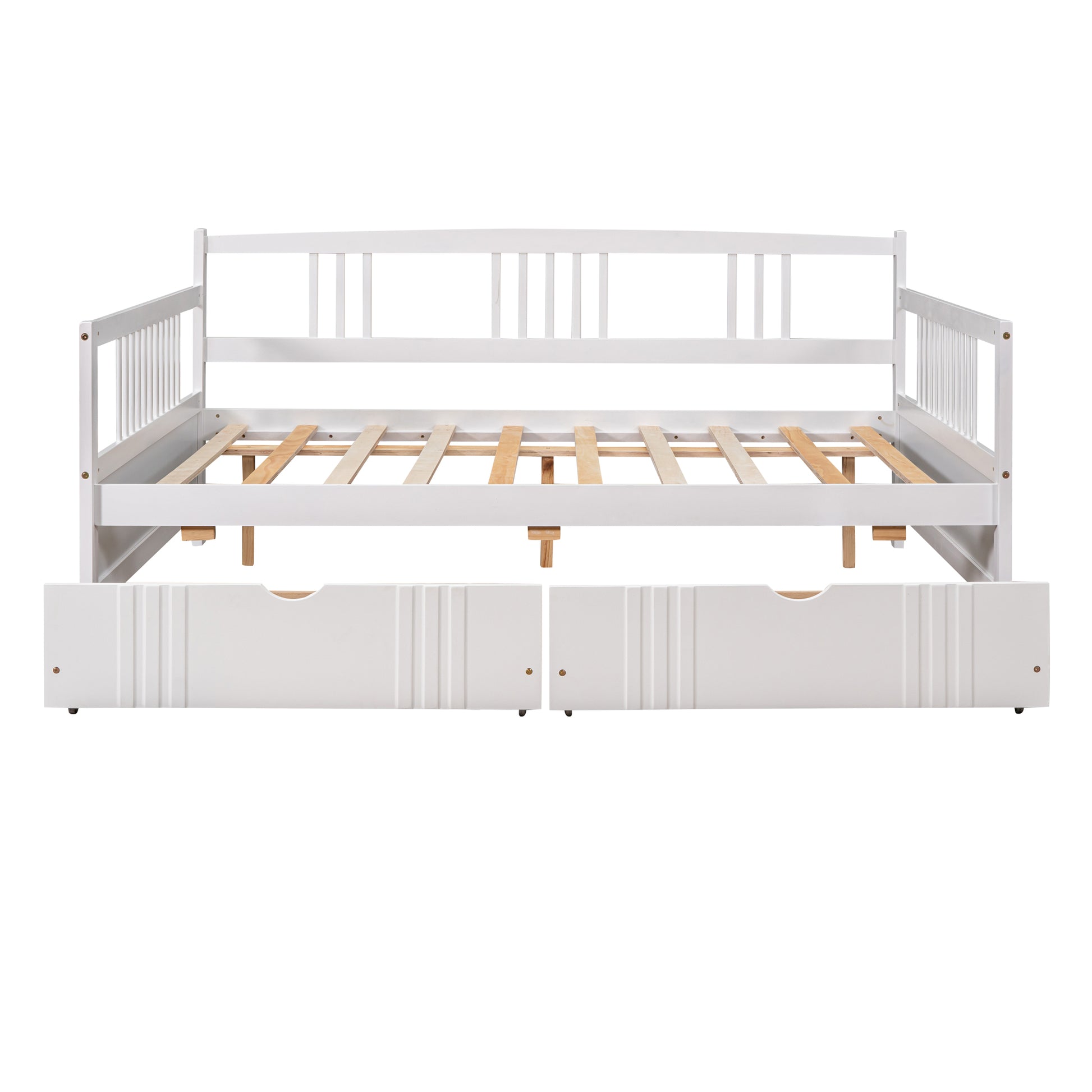 Full Size Daybed Wood Bed With Two Drawers,White Old Sku:Lp000058Aak White Solid Wood