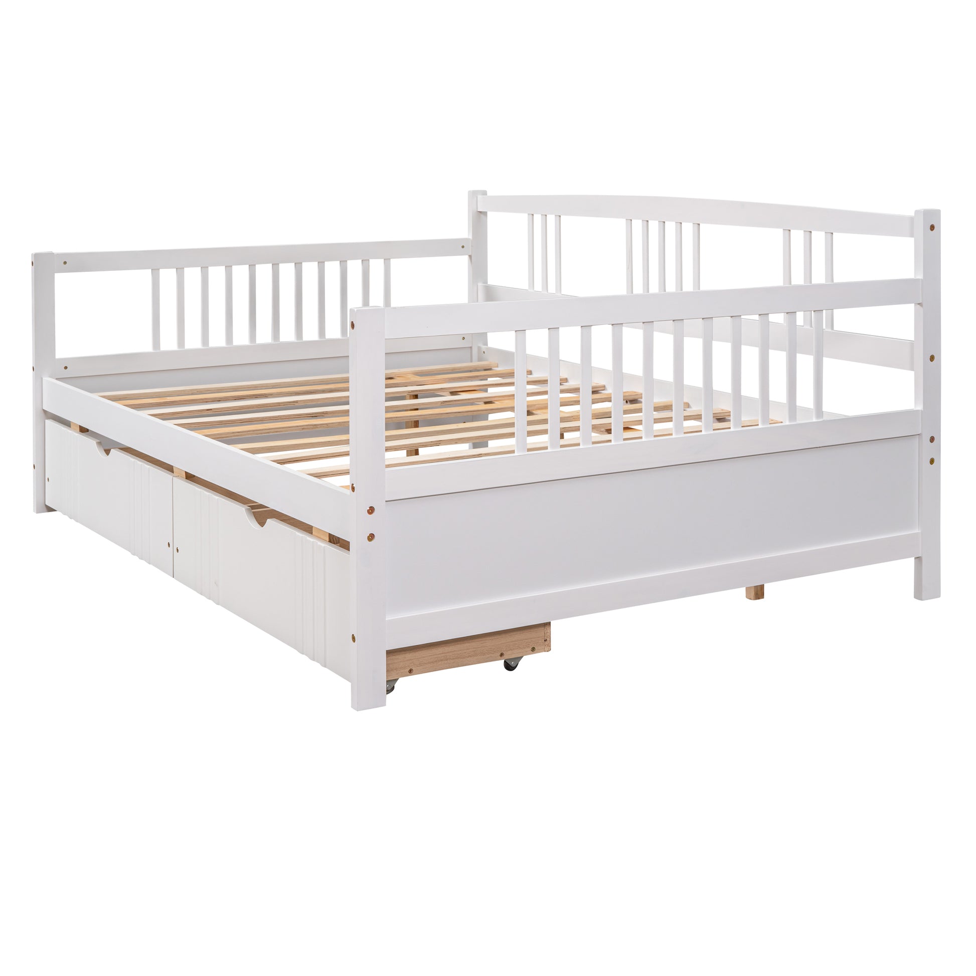 Full Size Daybed Wood Bed With Two Drawers,White Old Sku:Lp000058Aak White Solid Wood